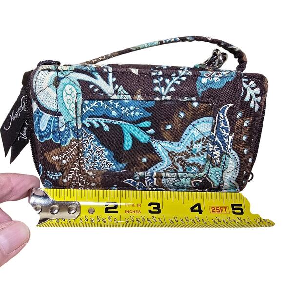 Vera Bradley All in One Wristlet Wallet Zip Java Blue Turquoise Brown - Picture 6 of 6